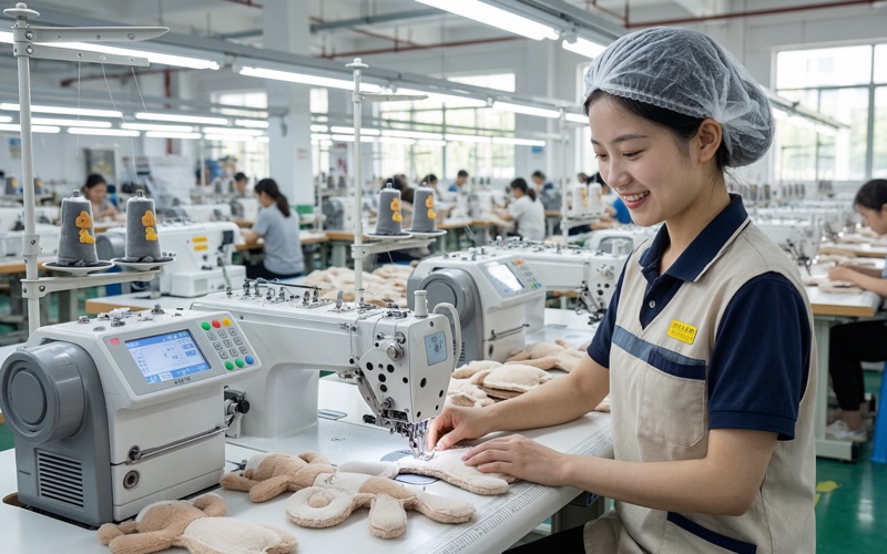 中国毛绒玩具工厂生产线